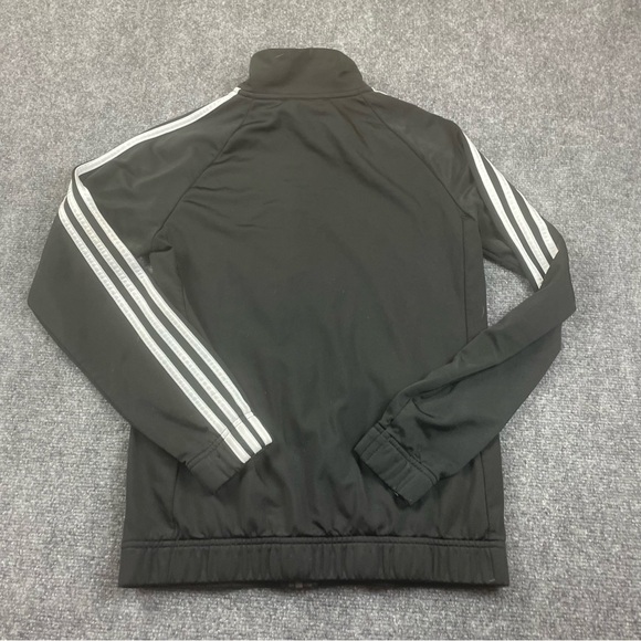ADIDAS Women’s Black Track jacket warm Up 3 white stripes on sleeve size Medium - Picture 2 of 5